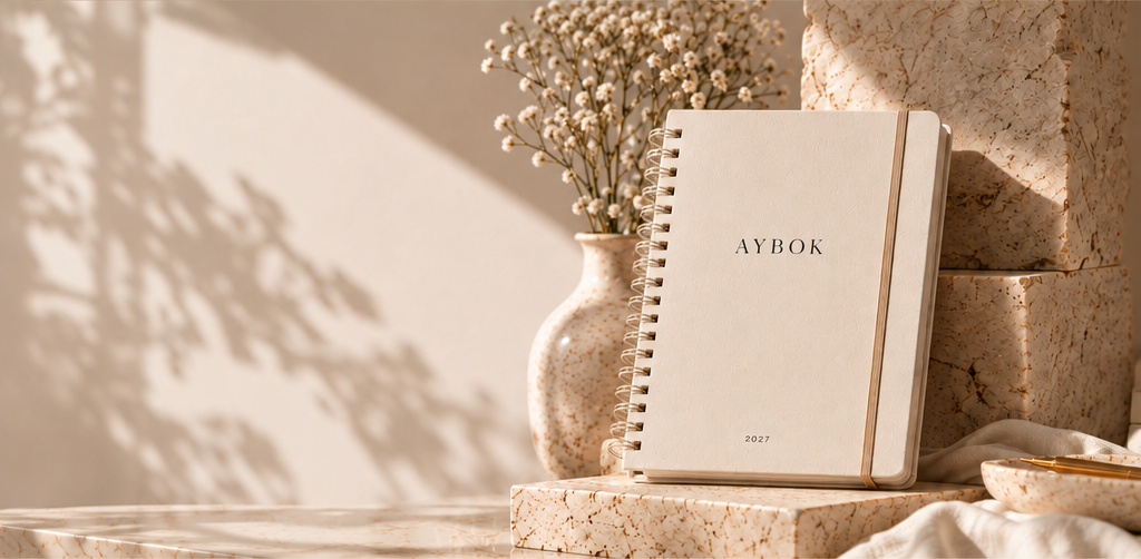 AYBOK 2027 planner, flowers and sunlit stone